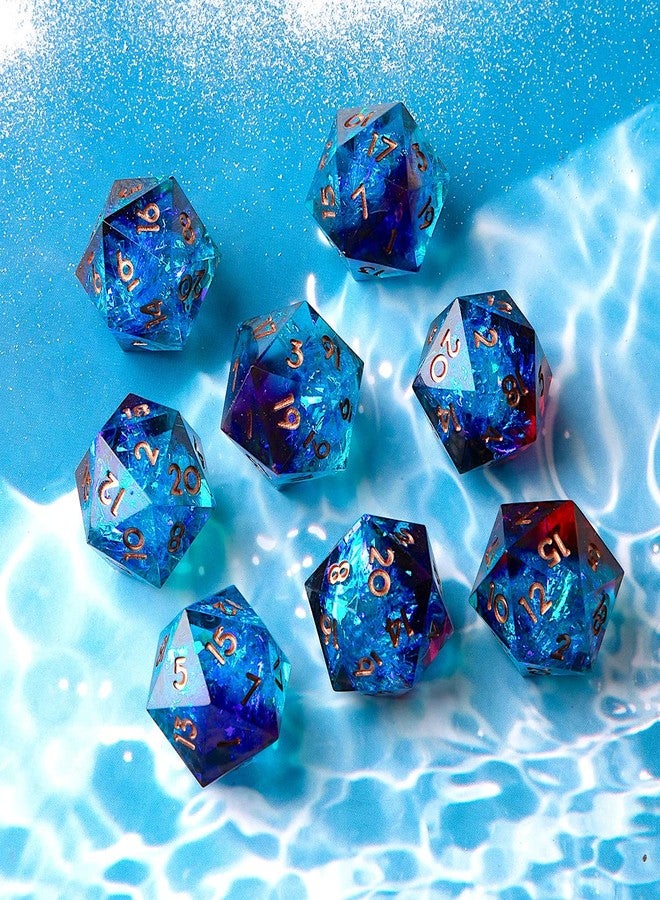 YEMEKO Single D20 Dice - 22mm, 20 Sided D&D Dice for Dungeons and Dragons, DND Dice with Resin Sharp Edge, Handmade Polyhedral for RPG, Roleplaying Games MTG Table Games(Blue Red) - Image 5